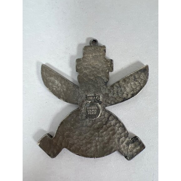 VTG Roma Knifewing Dancer Kachina Zuni Faux Turquoise Inlay Pendant Silver Plate - Picture 4 of 6